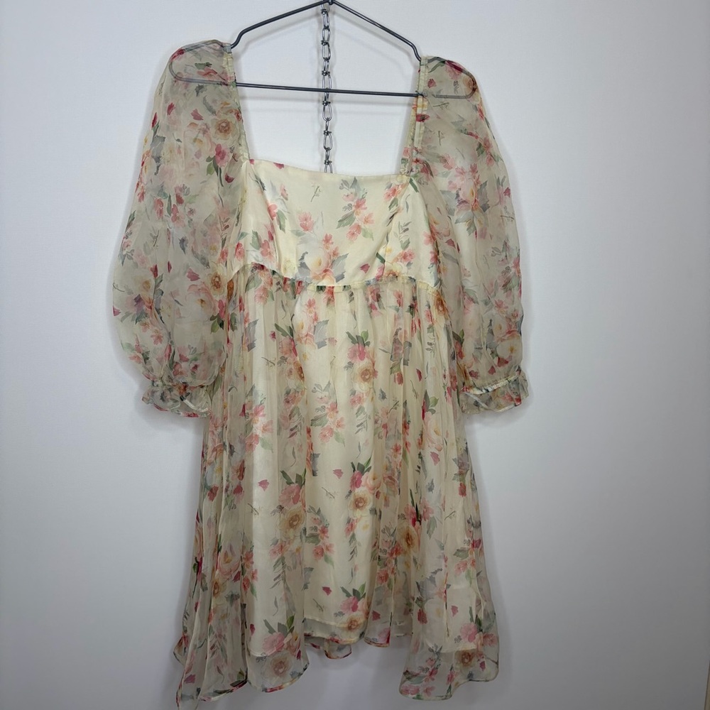 Storia Cream and Pink Floral Dress